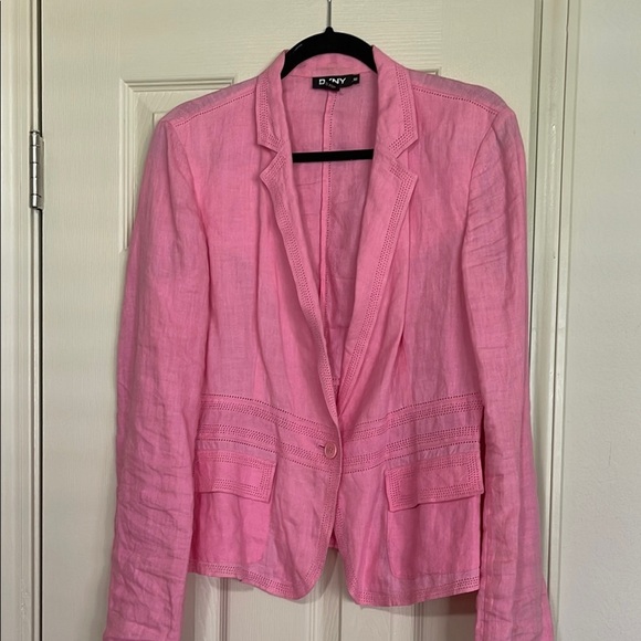 Pink  100% Linen DJNY Blazer with Classic Lapel - Picture 1 of 3